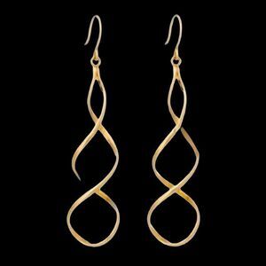 Men’s Twisted Spiral Drop Earrings – Gold Tone Dangle Helix
